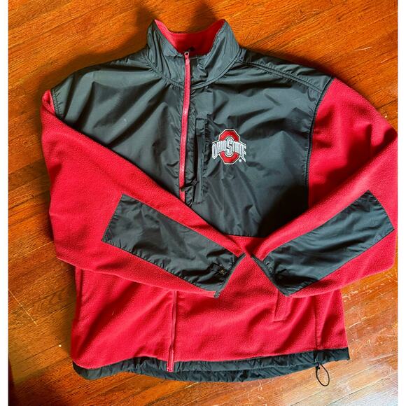 Vintage Men Red NCAA Ohio State Buckeyes Fleece Zip Up Jacket Sweatshirt 3X XXL - Picture 1 of 5
